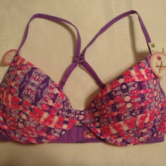 FLIRTITUDE Tye Dye Convertible Racer Back Push Up Bra NWT 32B NWT - Picture 1 of 2